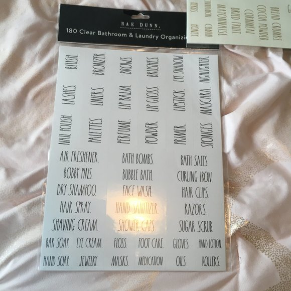 Rae Dunn 180 Clear Bathroom and Laundry Organizing labels stickers nwt - Picture 1 of 3